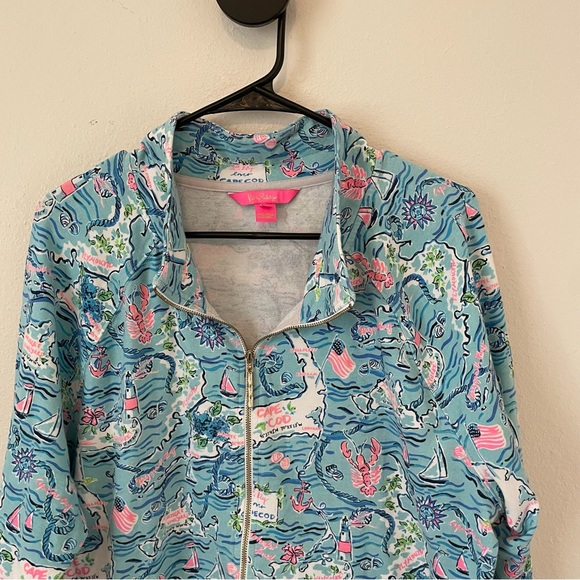 Lilly Pulitzer Skipper Popover XXL UPF 50+ Bali Blue Cape Cod Print - Picture 7 of 15